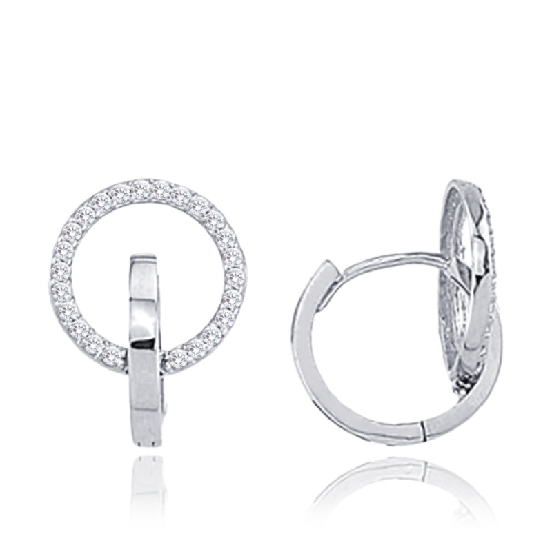 MINET Náušnice z bílého zlata kroužky s bílými zirkony Au 585/1000