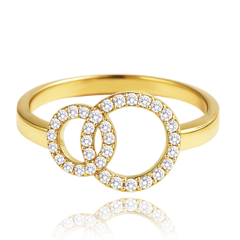 MINET Luxusní zlatý prsten kroužky s bílými zirkony Au 585/1000 Velikost prstenu:: 64, Hmotnost (g): 2,05