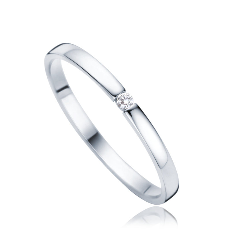 MINET Zlatý zásnubní prsten z bílého zlata se zapuštěným zirkonem Au 585/1000 Velikost prstenu:: 54, Hmotnost (g): 1,55