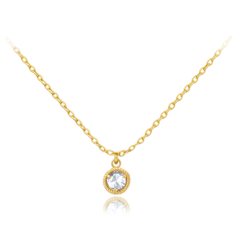 MINET Decentní zlatý náhrdelník s bílým zirkonem Au 585/1000