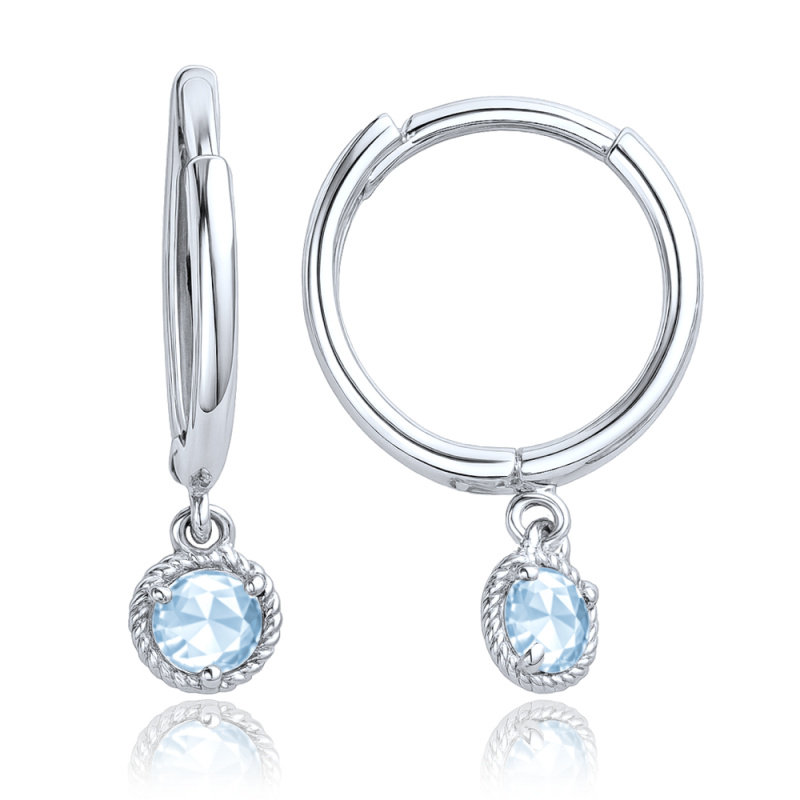 MINET Decentní náušnice z bílého zlata s modrými zirkony Au 585/1000