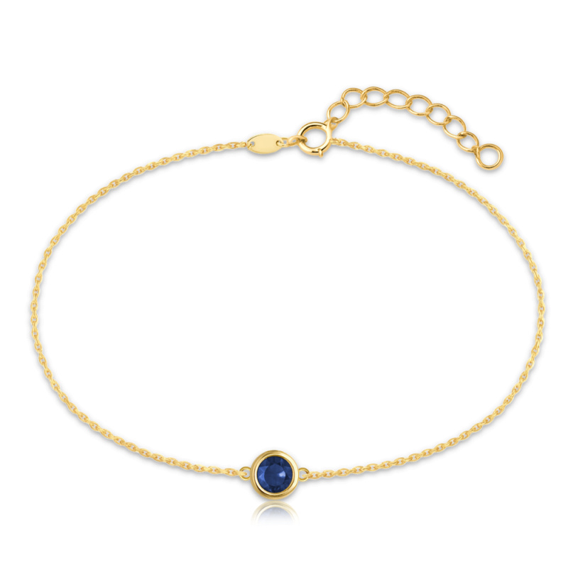 MINET Decentní zlatý náramek s modrým zirkonem Au 585/1000