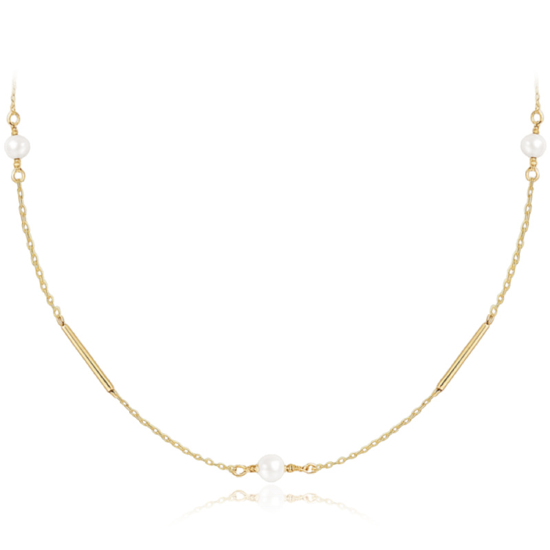 MINET Elegantní zlatý náhrdelník s perlou Au 585/1000