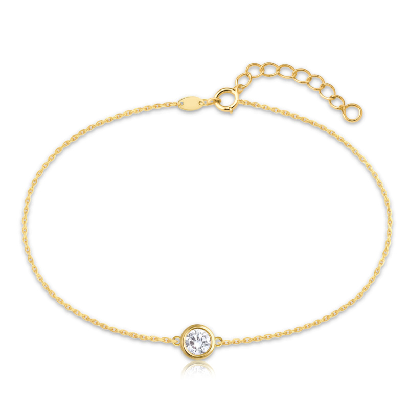 MINET Decentní zlatý náramek s bílým zirkonem Au 585/1000