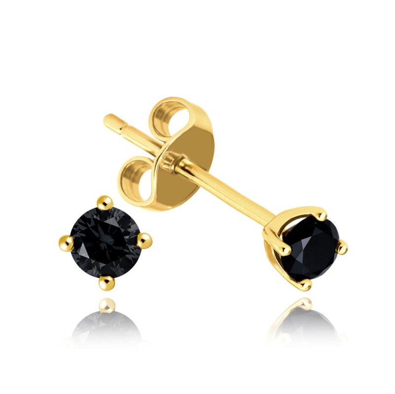 MINET Elegantní zlaté náušnice kuličky s onyxem Au 585/1000
