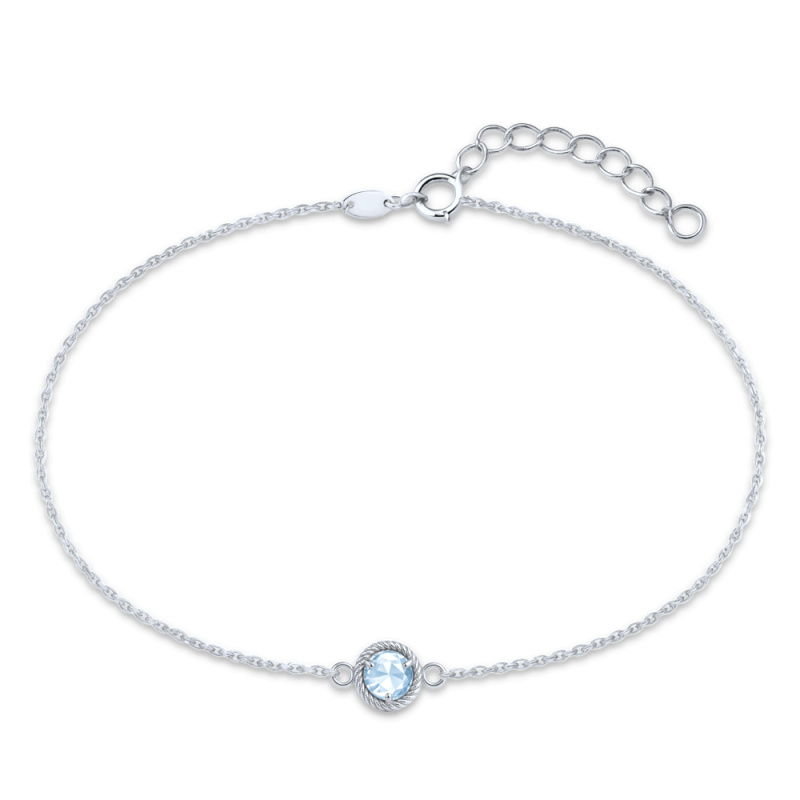 MINET Decentní náramek z bílého zlata s modrým zirkonem Au 585/1000