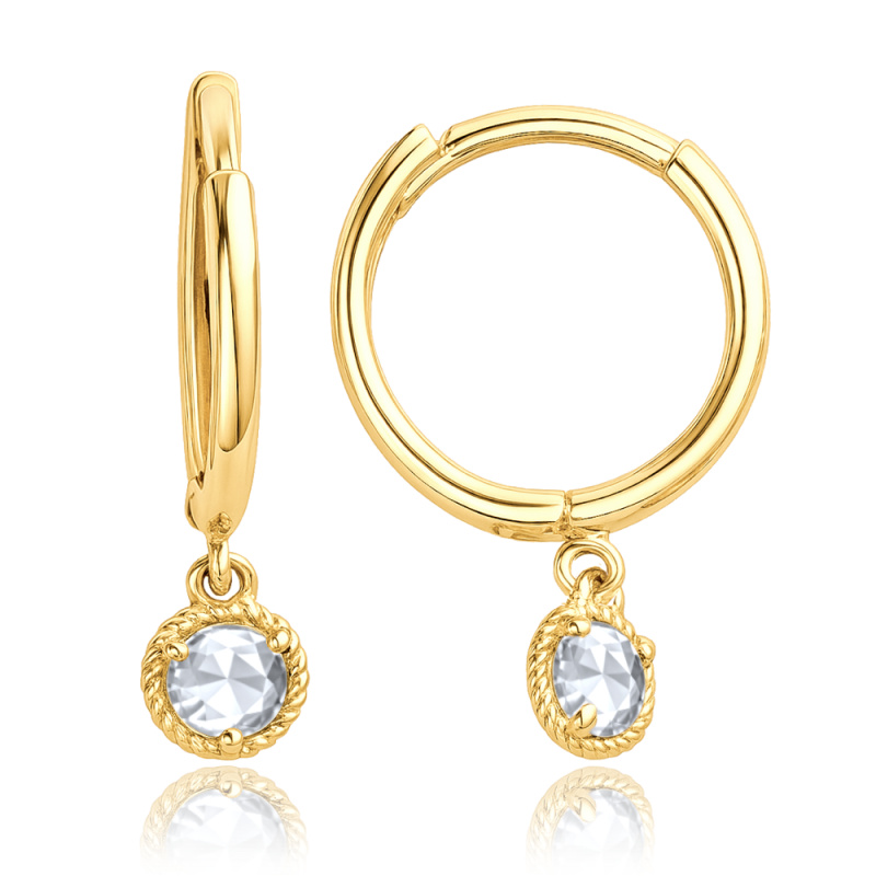 MINET Decentní zlaté náušnice s bílými zirkony Au 585/1000