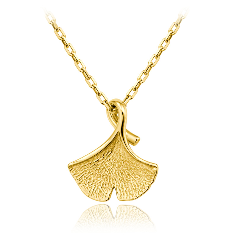 MINET Elegantní zlatý náhrdelník list ginkgo Au 585/1000