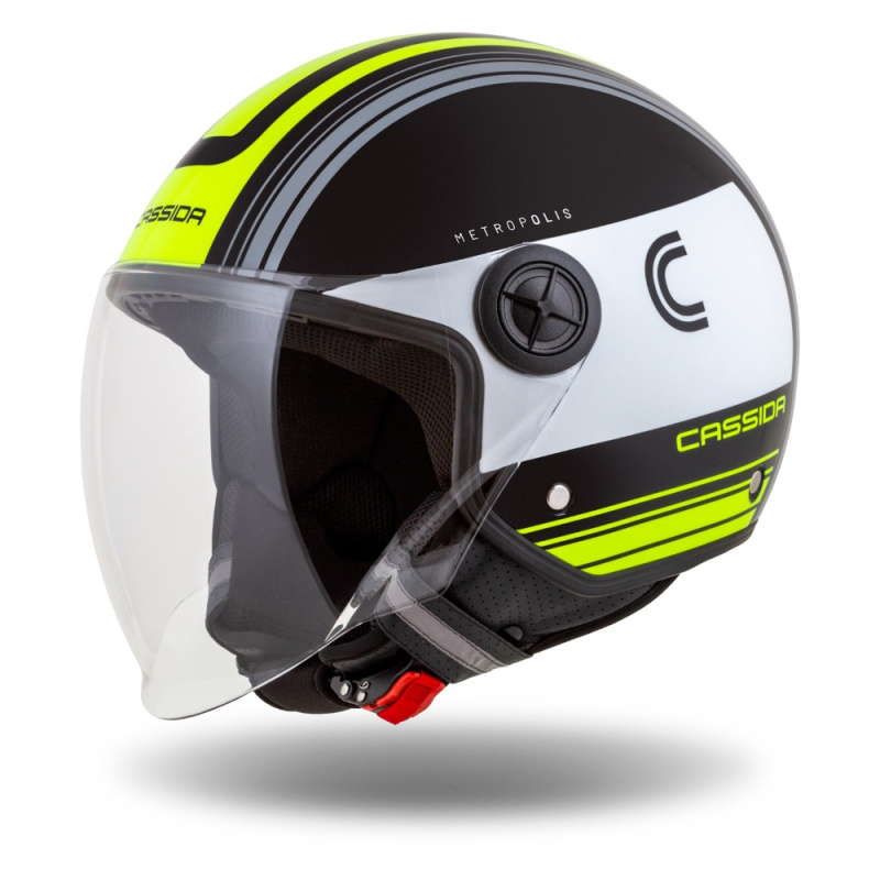 Moto přilba Cassida Handy Metropolis černá/bílá/žlutá fluo/šedá XXL (61)
