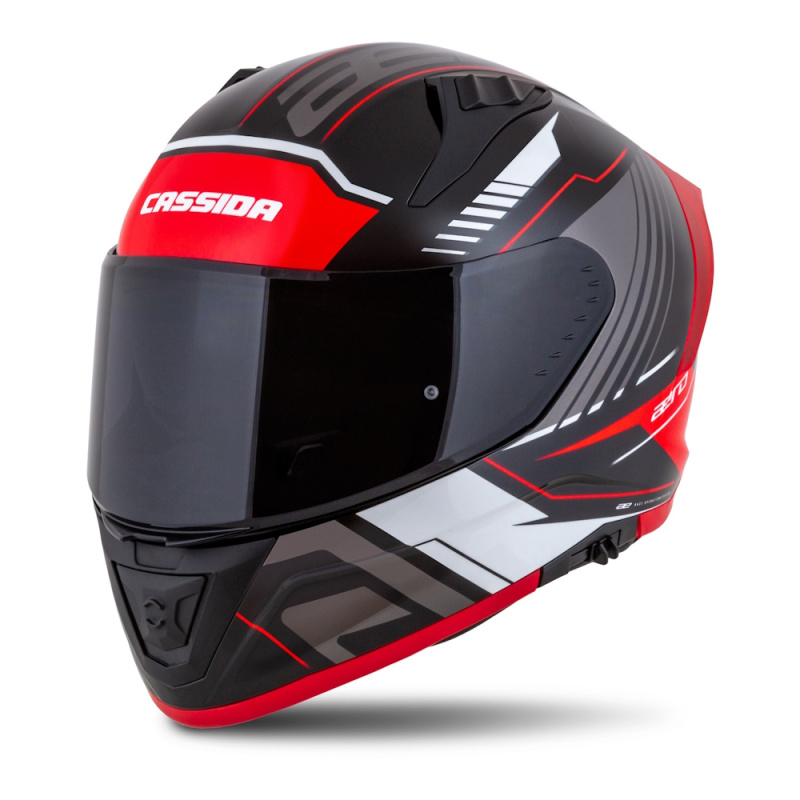 Moto přilba Cassida Aero Drome černá perleť/červená/bílá/šedá XXL (63-64)