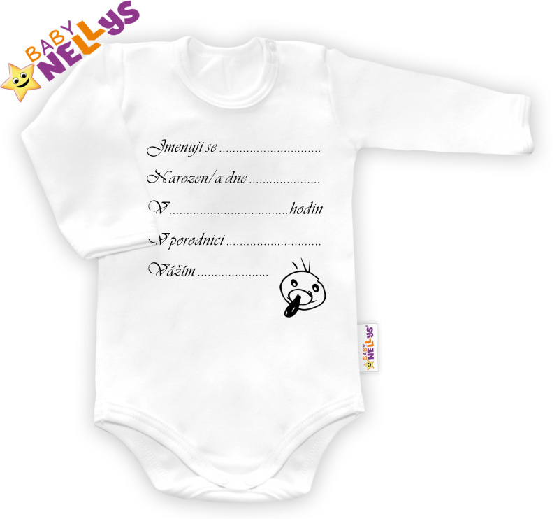 Baby Nellys Body dl. rukáv vel. 86, ® - bílé - Narodil jsem se...