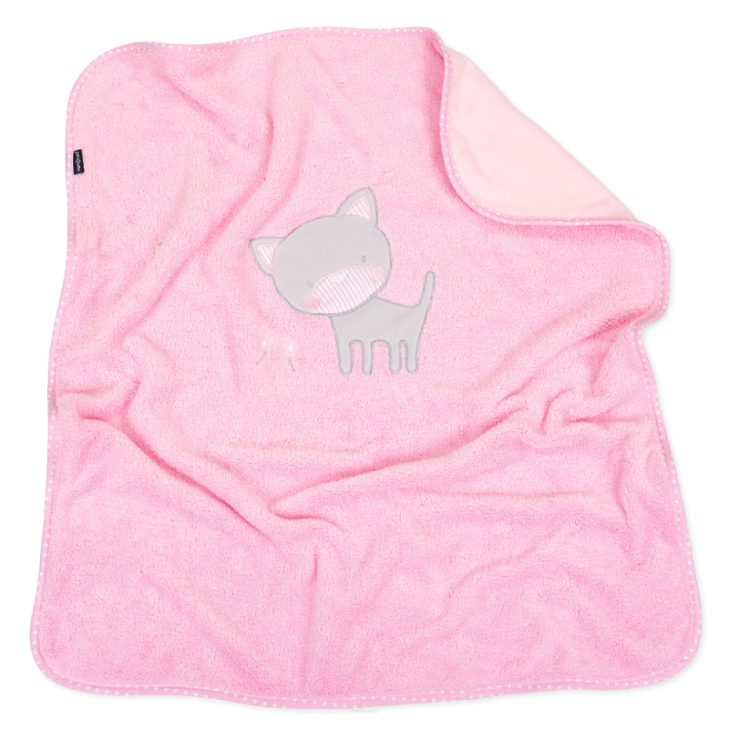 Mamo Tato Oboustranná chlupáčková dečka s vyšívkou 75 x 90 cm, Kočička, růžová