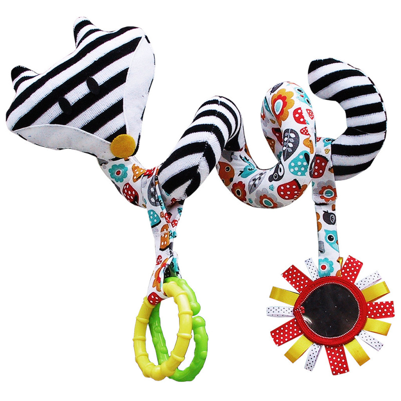 hencztoys Edukační hračka Hencz s chrastítkem a zrcátkem - LIŠKA - spirálka -bílo-černá