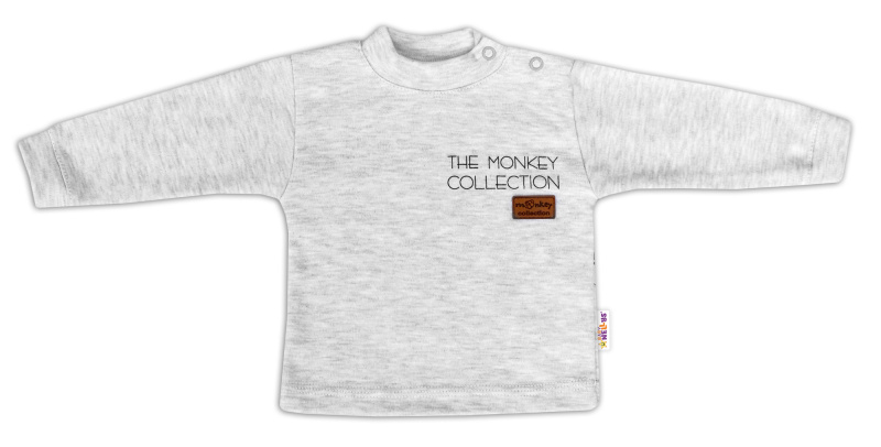 Baby Nellys Bavlněné tričko dlouhý rukáv Monkey - sv. šedý melírek, vel. 86 vel.  86