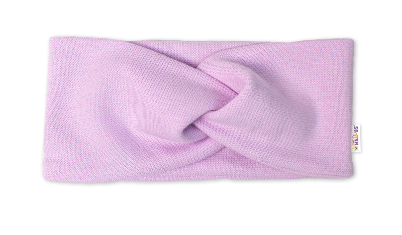 Baby Nellys Bavlněná čelenka dvouvrstvá, lila vel.  6-9 měsíců