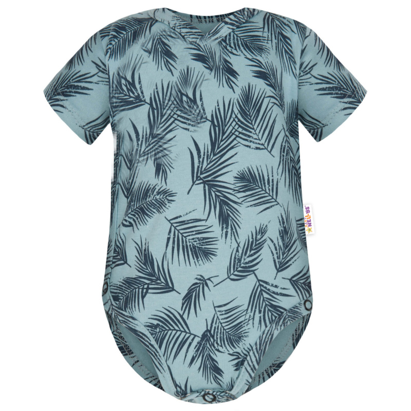 Baby Nellys Bavlněné body krátký rukáv, Palmy - zelené vel.  80
