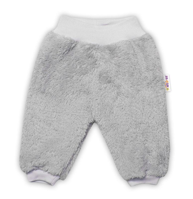 Baby Nellys Kojenecké chlupáčkové tepláčky Cute Bunny - šedé vel.  62