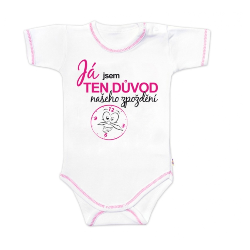 Baby Nellys Body kr.rukáv - Já jsem TEN DŮVOD našeho zpoždění,vel.74