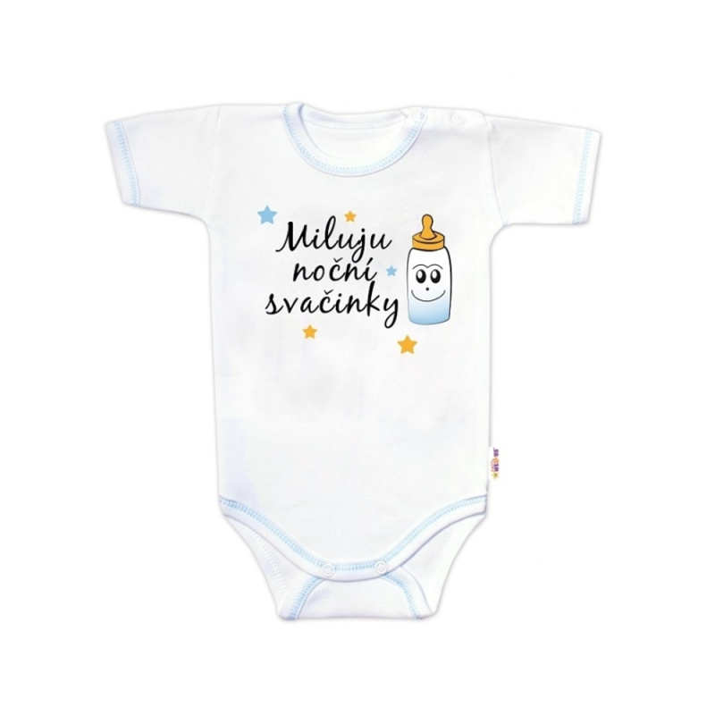 Baby Nellys Body kr. rukáv s vtipným textem, Miluju noční svačinky,56