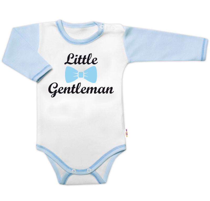Baby Nellys Body dl. rukáv s vtip. textem  Little Gentleman, kluk vel.  80