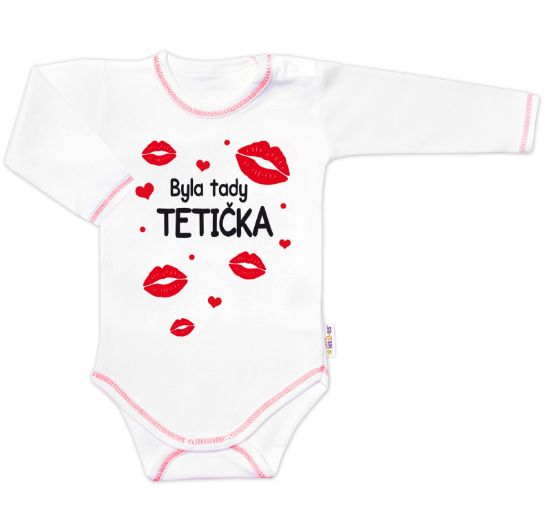 Baby Nellys Body dlouhý rukáv s vtipným textem, Byla tady tetička, vel. 56