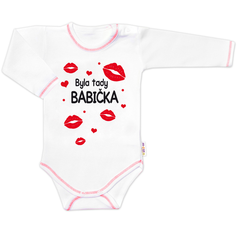 Baby Nellys Body dlouhý rukáv s vtipným textem, Byla tady babička, vel. 86