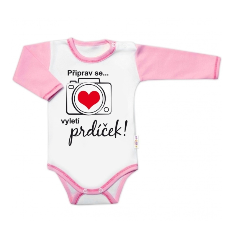 Baby Nellys Body dl. rukáv - Připrav se..vyletí prdíček,vel.80