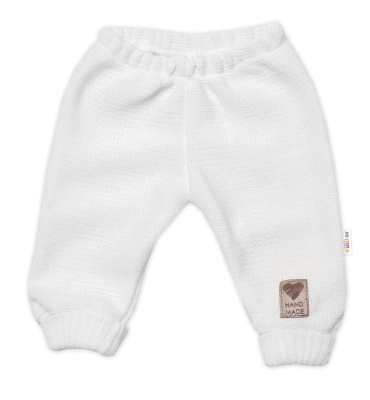 Baby Nellys Pletené kojenecké kalhoty Hand Made  bílé