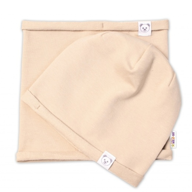 Baby Nellys Čepice s nákrčníkem bavlna, Little Bear, , cappuccino, vel. 92/98