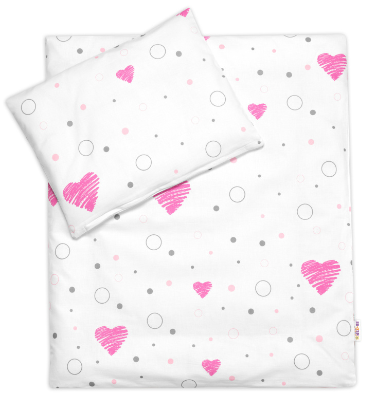 Baby Nellys Sada do kočárku s výplní, I love Girl , růžová/bílá