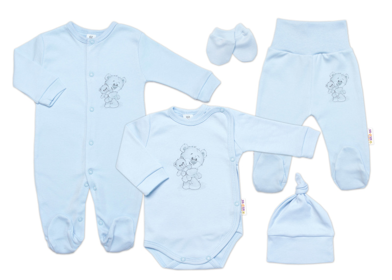 Baby Nellys Soupravička pro miminko, 5D, Little Teddy, modrá, vel. 50