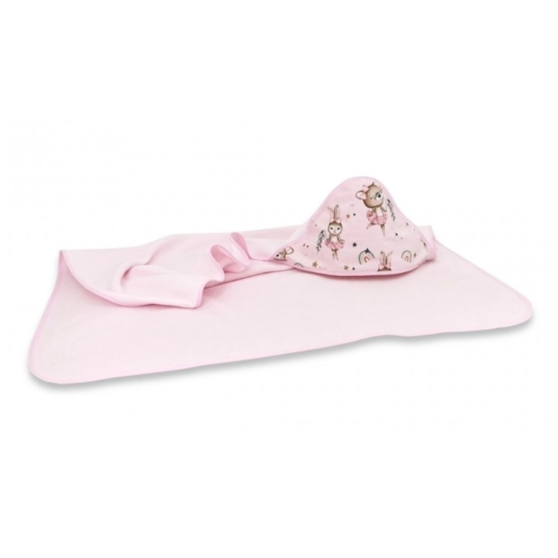 Miminu Dětská termoosuška s kapucí, 100 x 100 cm, Balerina - růžová