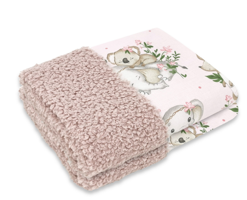Miminu Oboustranná deka Bavlna + Beránek 100 x 70 cm, Skippy - růžová
