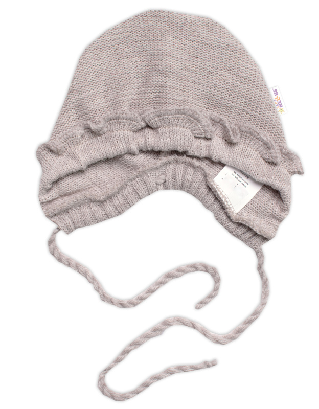 Baby Nellys Pletená čepička bonetka Girl, béžová