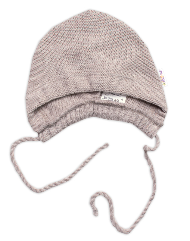 Baby Nellys Pletená čepička bonetka Boy, béžová, 68/74
