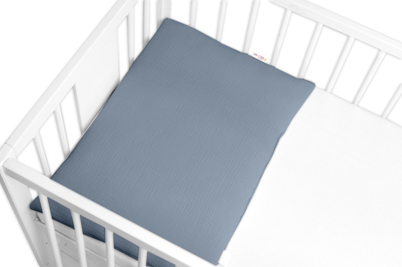 Baby Nellys Mušelínový polštářek s výplní 40 x 60 cm, Baby Nellys, Maxi, denim