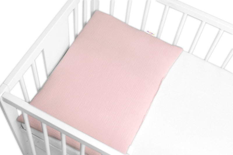 Baby Nellys Mušelínový polštářek s výplní 40 x 60 cm, Baby Nellys, Maxi, pudrově růžový