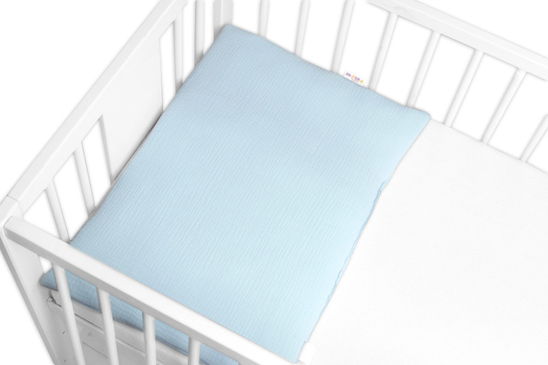 Baby Nellys Mušelínový polštářek s výplní 40 x 60 cm,  Maxi, světle modrý