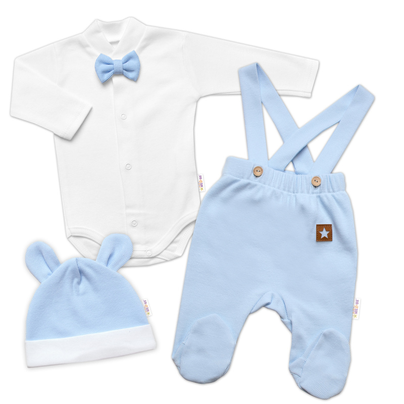 Baby Nellys 3D souprava Gentleman s dl. rukávem - modrá/bílá, vel. 56