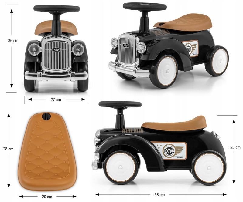 Milly Mally Jezdítko, odrážedlo retro Royce , black