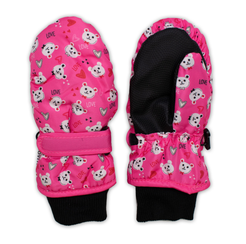 Baby Nellys Dětské zimní, nepromokavé palčáky, Love Cat, růžové vel.  98/104, 12 cm