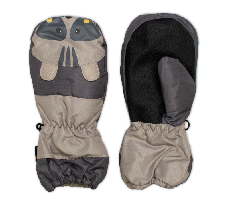 Baby Nellys Dětské zimní, nepromokavé palčáky, Mýval, béžové/šedé vel.  104/110, 14 cm