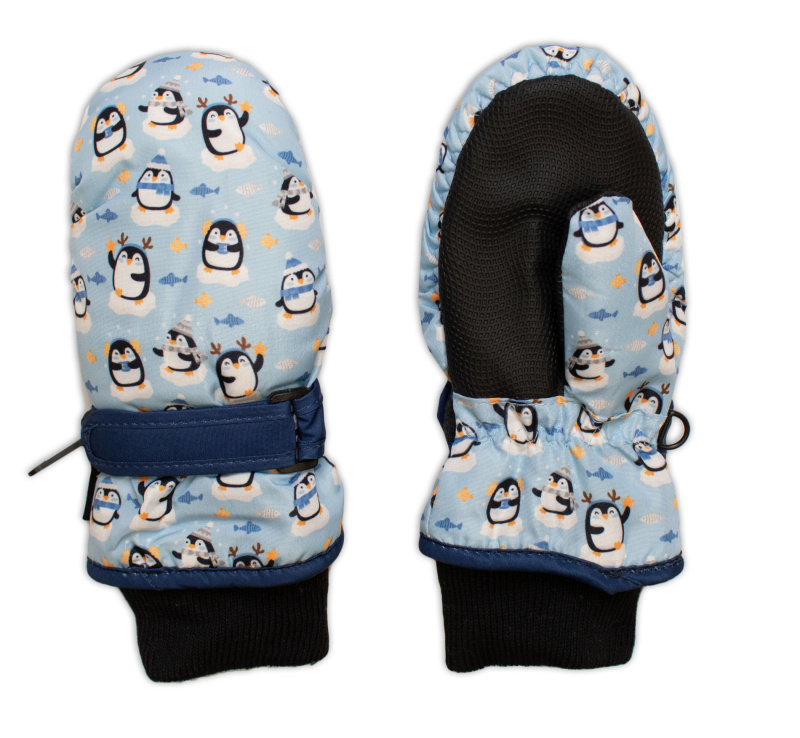 Baby Nellys Dětské zimní, nepromokavé palčáky, Tučňák, světle modré vel.  98/104, 12 cm