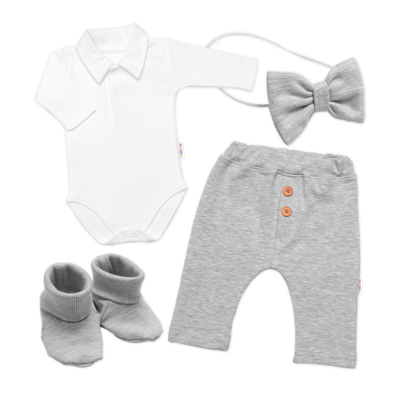 Baby Nellys 4D sada pro chlapečky Baby Elegán - šedý melír, vel. 68