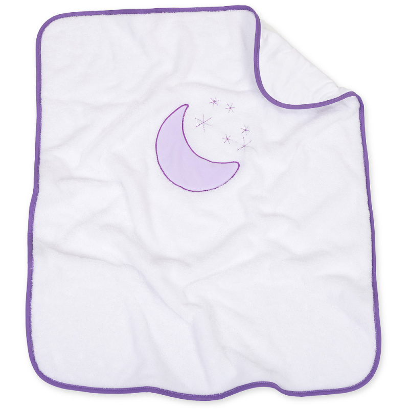Mamo Tato Oboustranná chlupáčková dečka s vyšívkou 75 x 90 cm, Měsíček, bílá/fialová