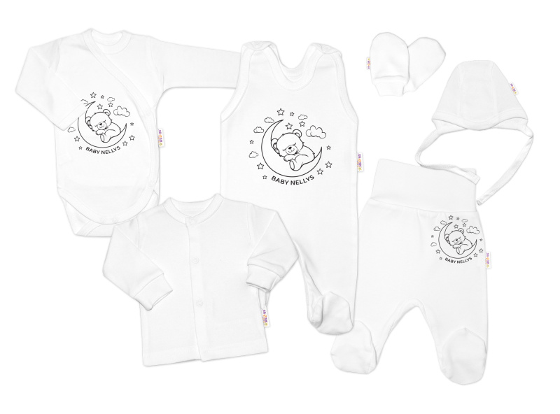 Baby Nellys Soupravička do porodnice 6D, Medvídek na měsíčku, vel. 62