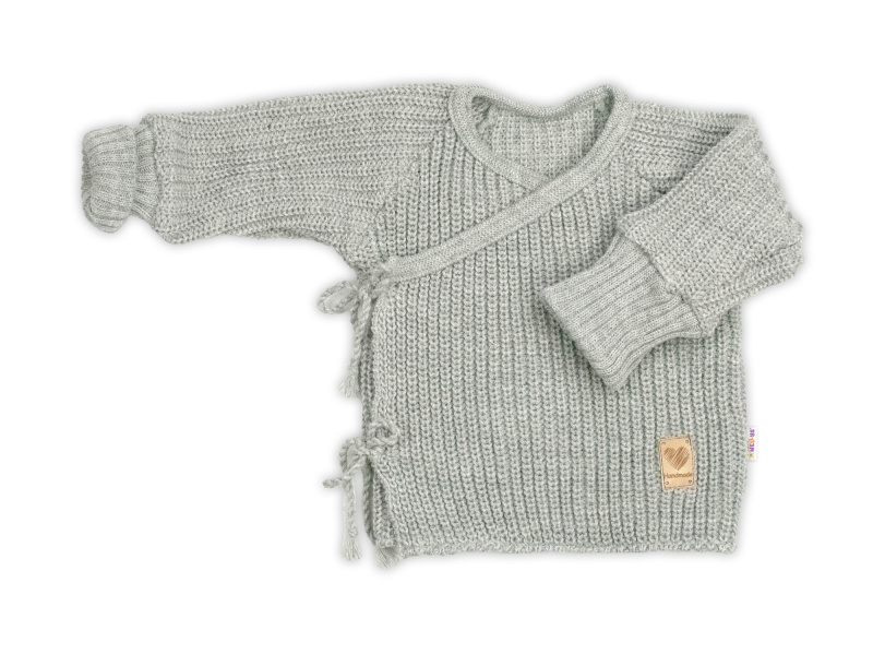 Baby Nellys Kojenecký svetřík, rostoucí, na zavazování na boku - šedý, 62/68