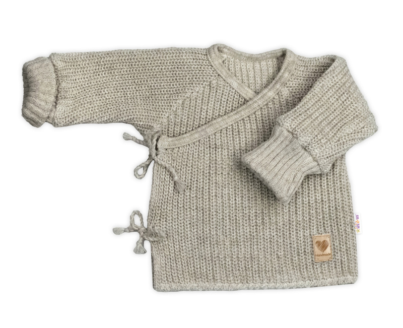 Baby Nellys Kojenecký svetřík, rostoucí, na zavazování na boku - tm. béžová