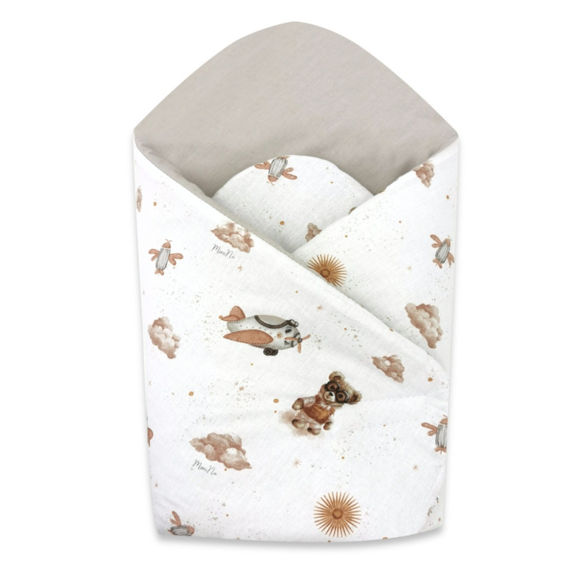 Miminu Novorozenecká zavinovačka, bavlna, Méďa pilot - bílá, béžová