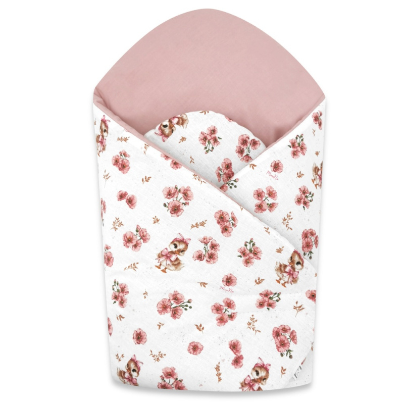 Miminu Novorozenecká zavinovačka, bavlna, Kačenky - bílá, pudrově růžová